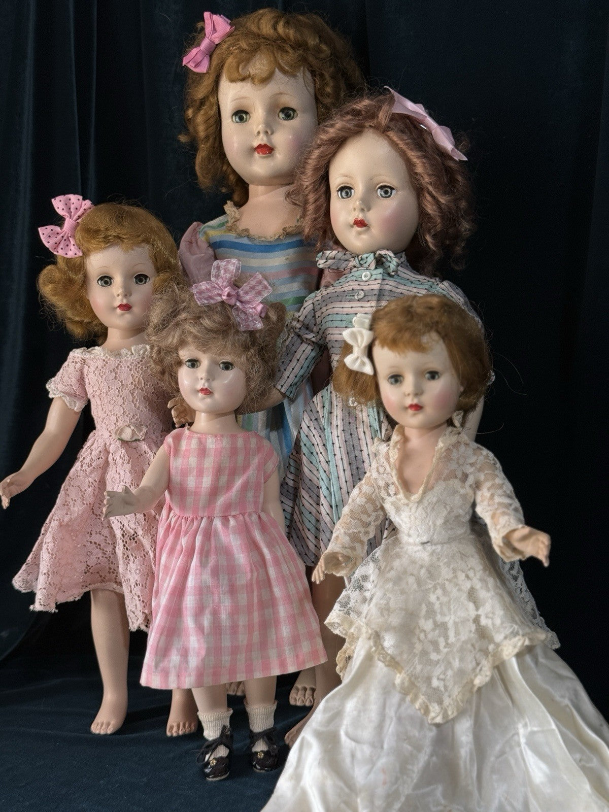Lot Of 5 Vintage American Character Plastic 14”-23” Dolls For Project/Repair