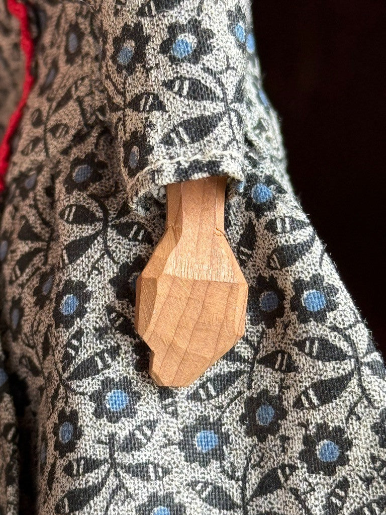 Vintage American 8.5" Stamped Hand Carved Wooden Folk Art Doll