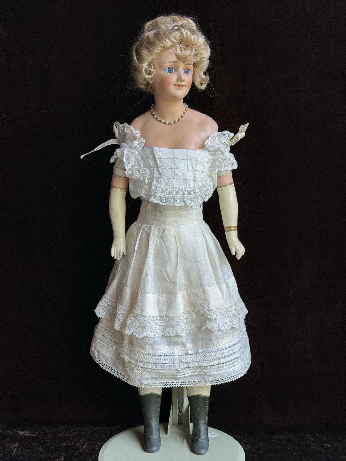 Rare 23” Antique German Cuno Otto Dressel Papier Mache Portrait Lady Doll