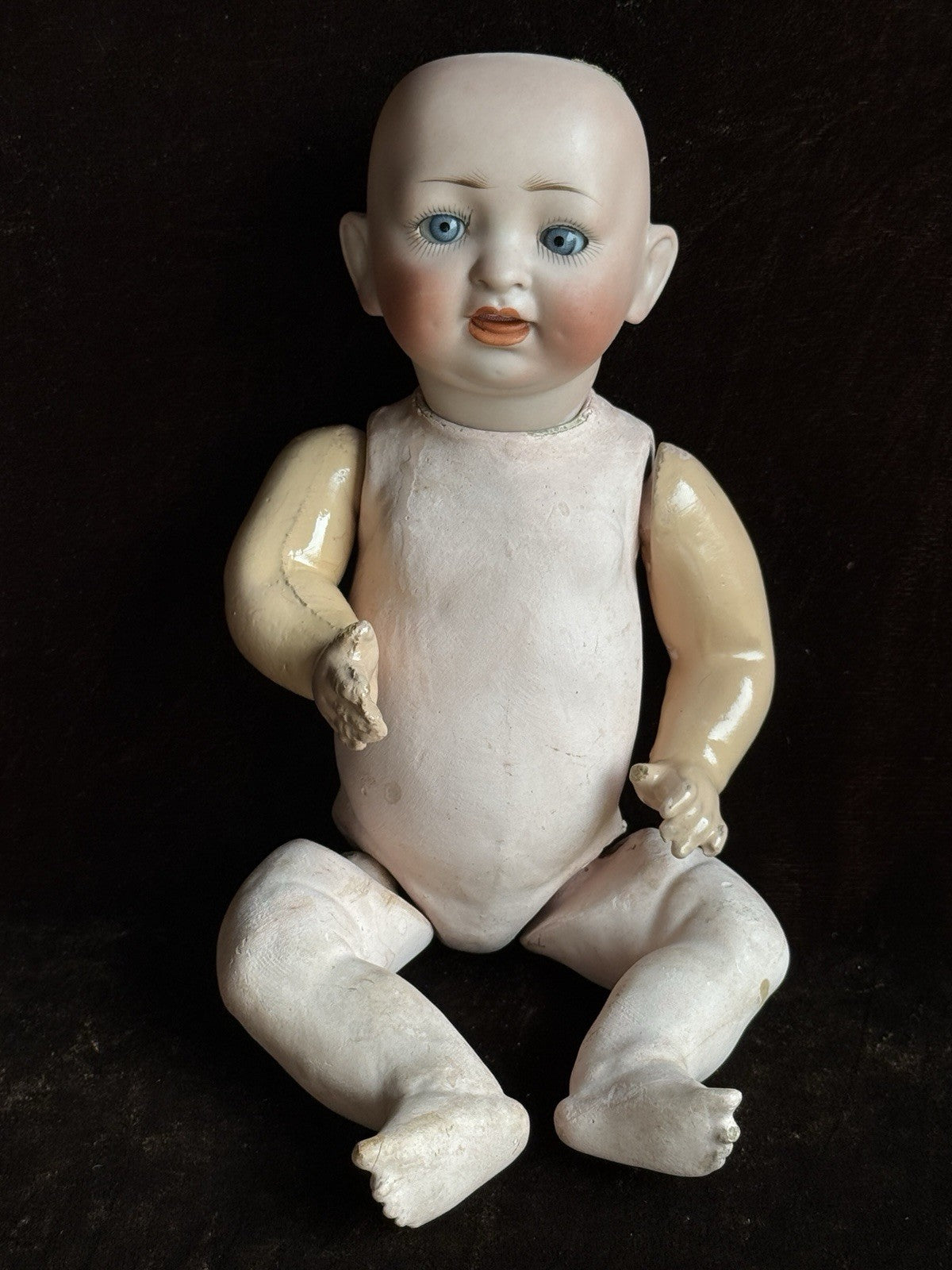 Antique German 11” Hertel Schwab 152 Bisque Head Baby Doll