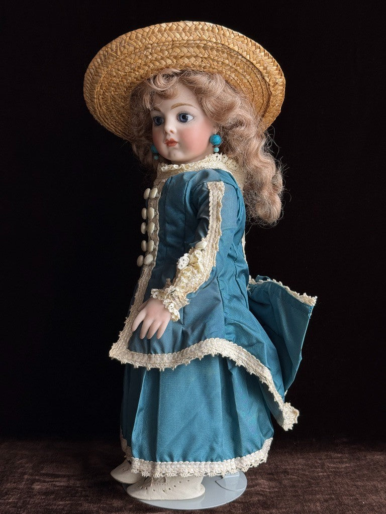 Vintage Porcelain 1967 Leather 15” Reproduction of Antique French Bru Jne Doll