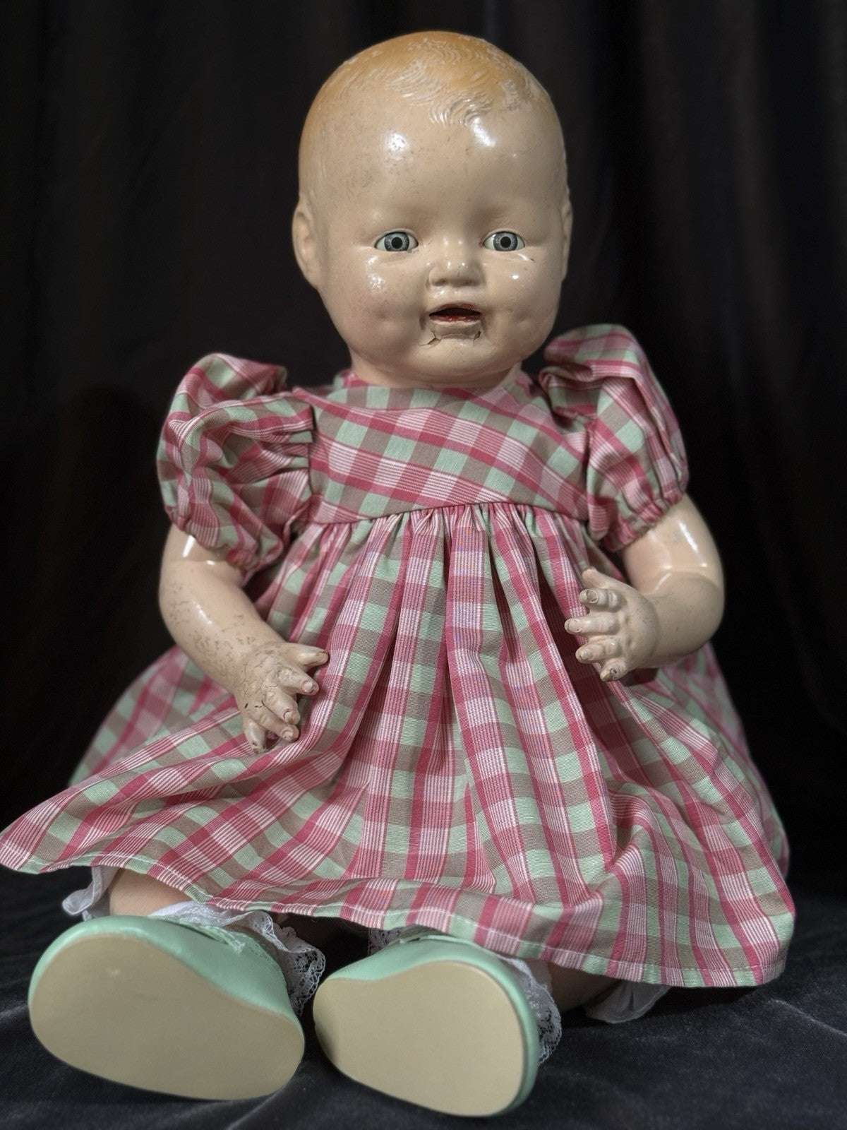 Vintage American E.I.H Horsman Composition 20” Doll “Dimples”