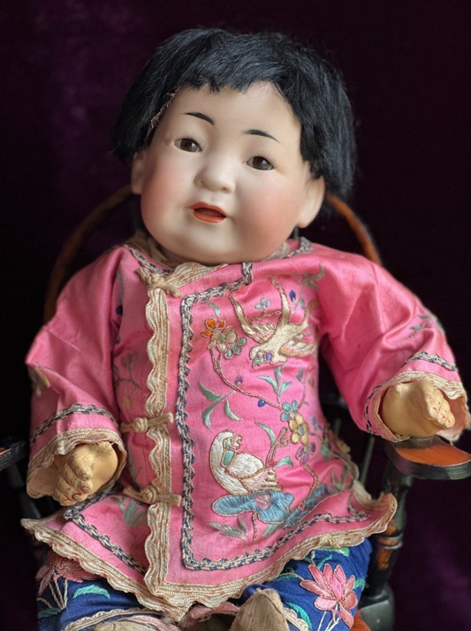 Antique German JDK Kestner 243 Asian Oriental Bisque Baby Doll Composition Body