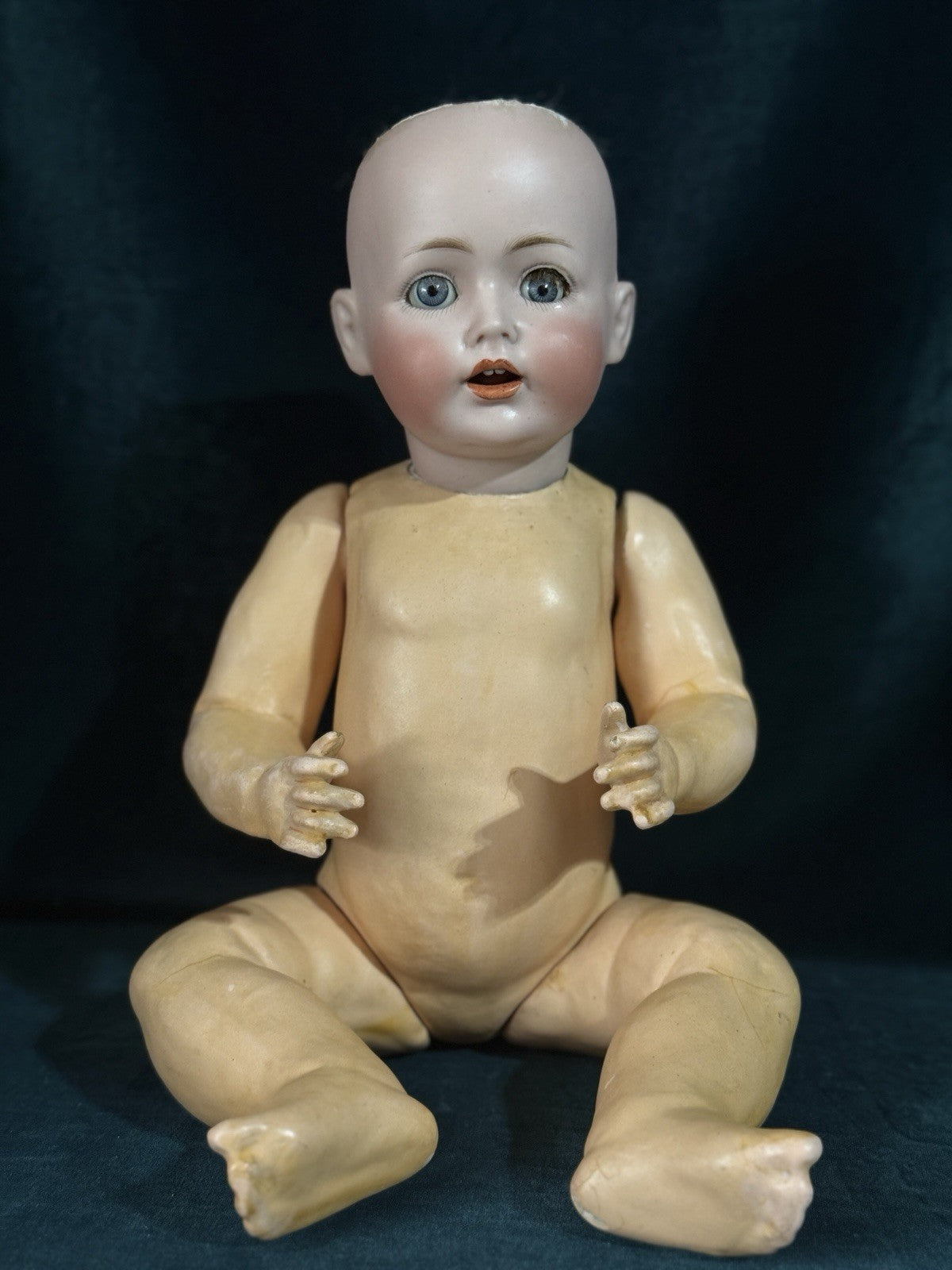 Antique German J.D. Kestner Mold 257 Bisque Head Character Baby 17” Doll