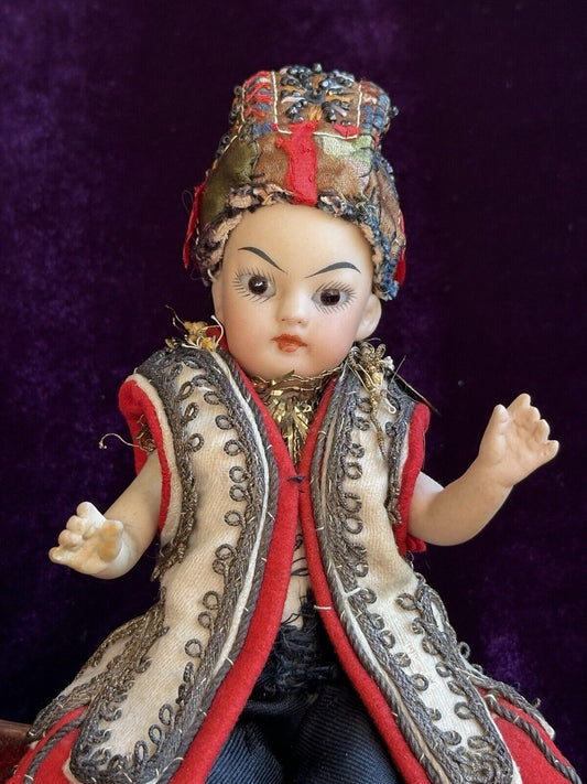 Antique German 6.75” Simon Halbig Asian All Bisque Oriental Boy Doll