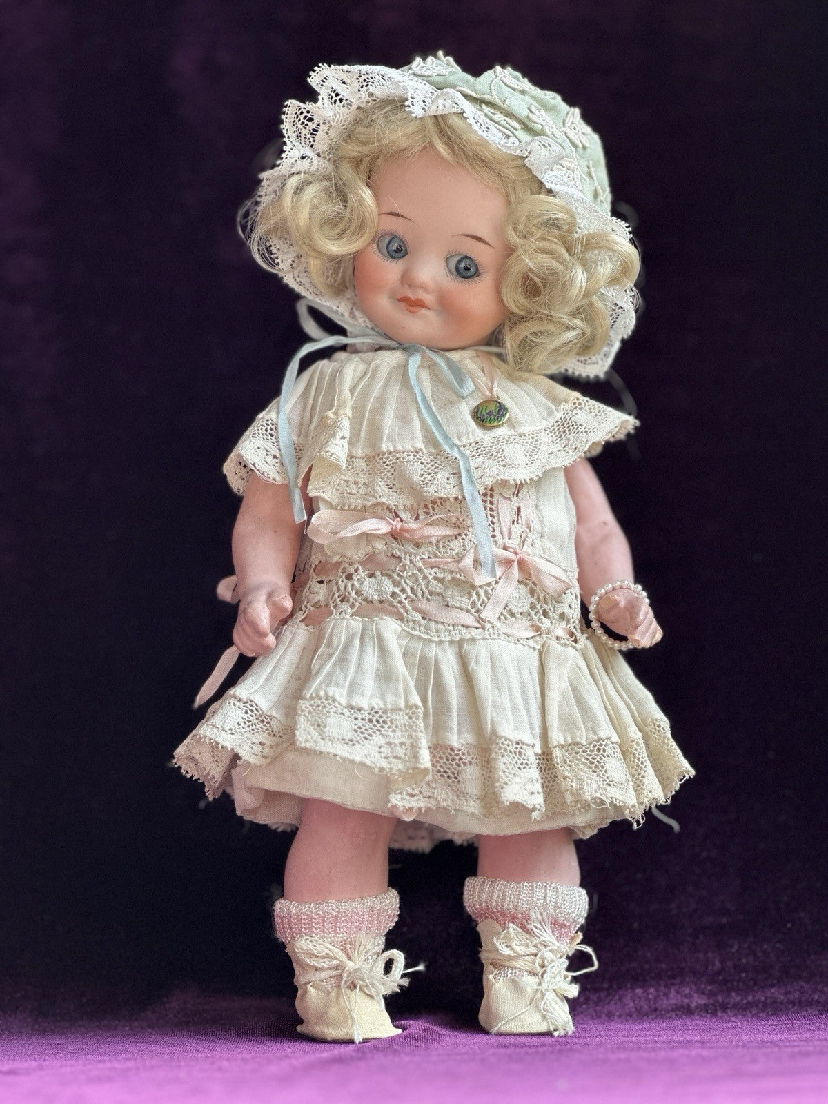 Large Antique German 10” Armand Marseille 323 Googly Eyes Bisque Head Doll
