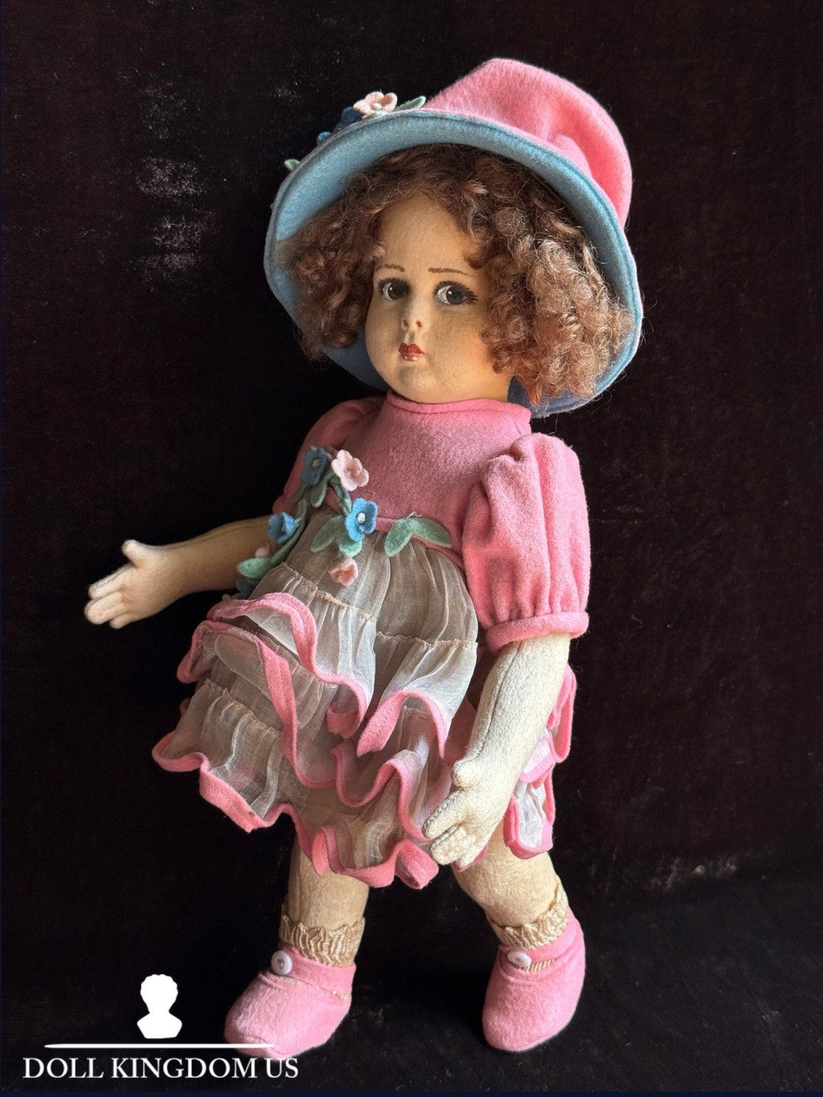 Vintage Italian 12” Lenci 111 Felt Cloth Character Girl Doll