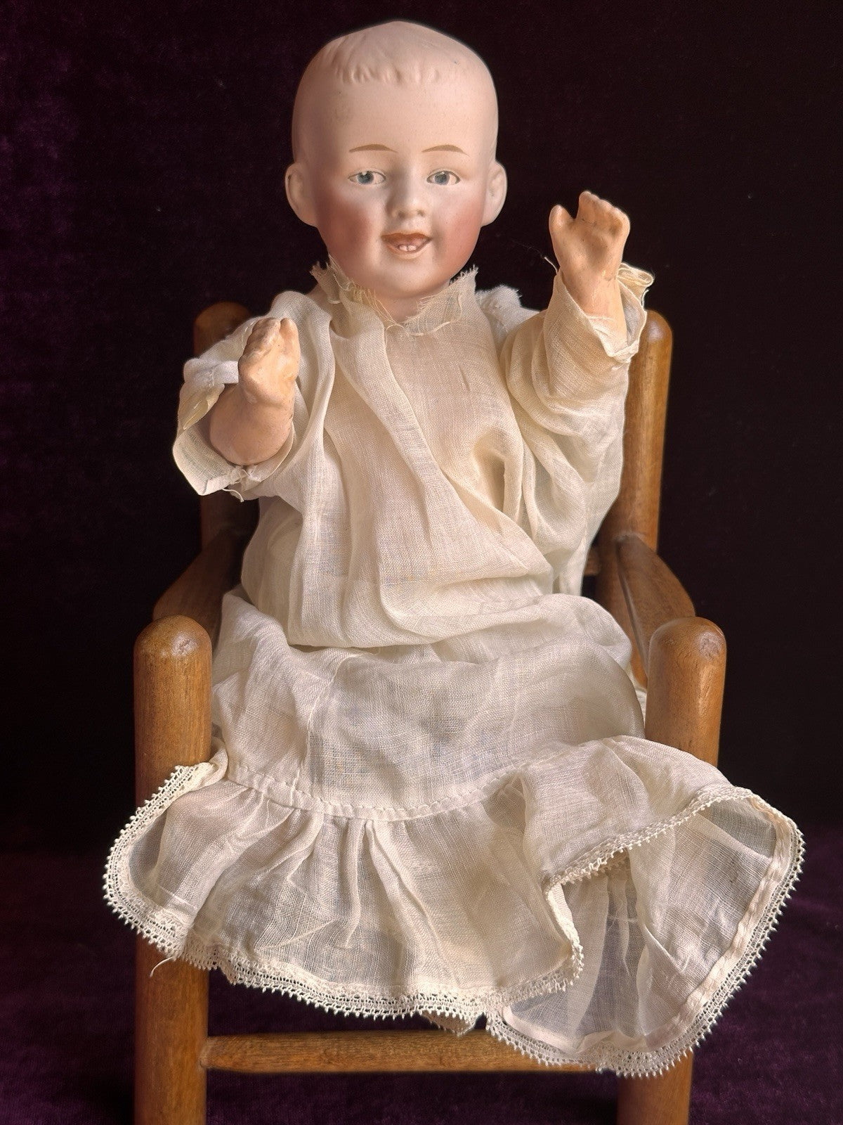 Antique German 11” Gebruder Heubach 7647 Bisque Shoulder Head Character Boy Doll