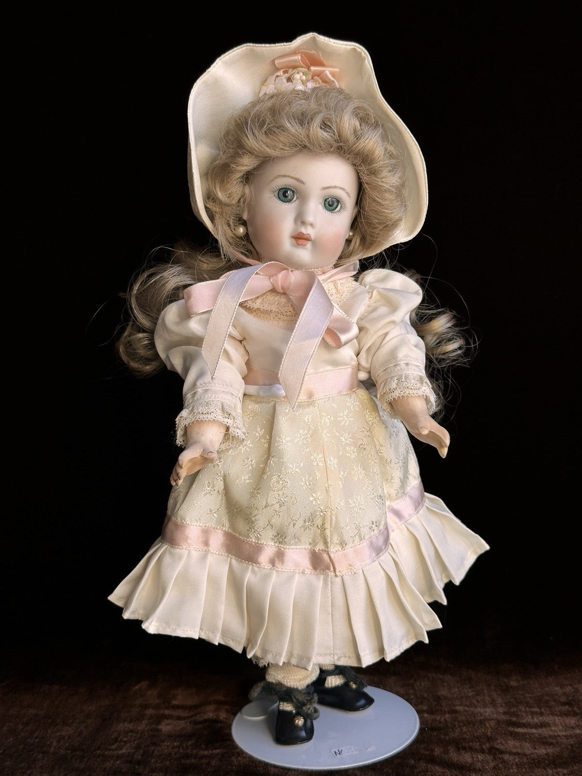 Vintage 12.5” Porcelain Comp Reproduction of Antique French Andre Thuillier Doll