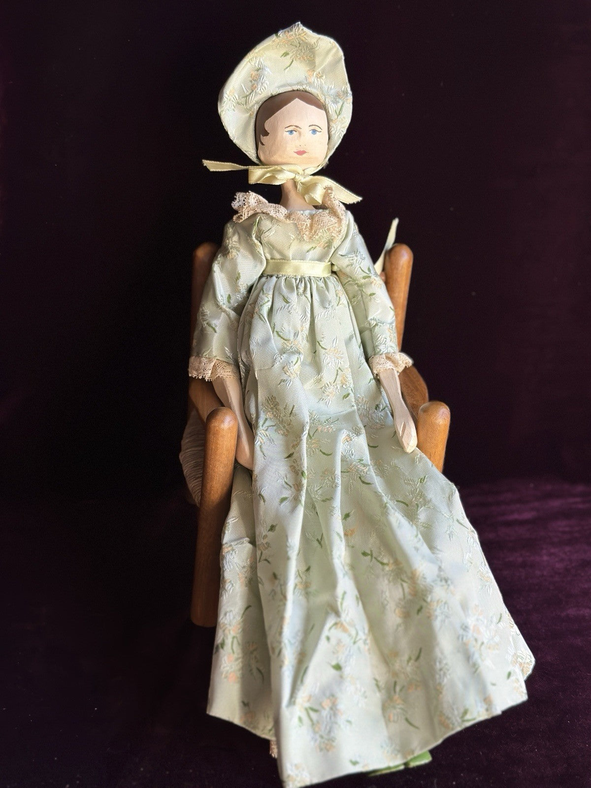 Hand-Carved 16.5” Peg-Jointed Grodnertal Style Wooden Reproduction Doll