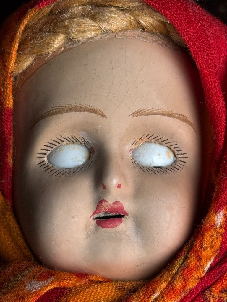 Antique USSR Russian Dunaev Factory Terracotta 11” All Original Girl Doll