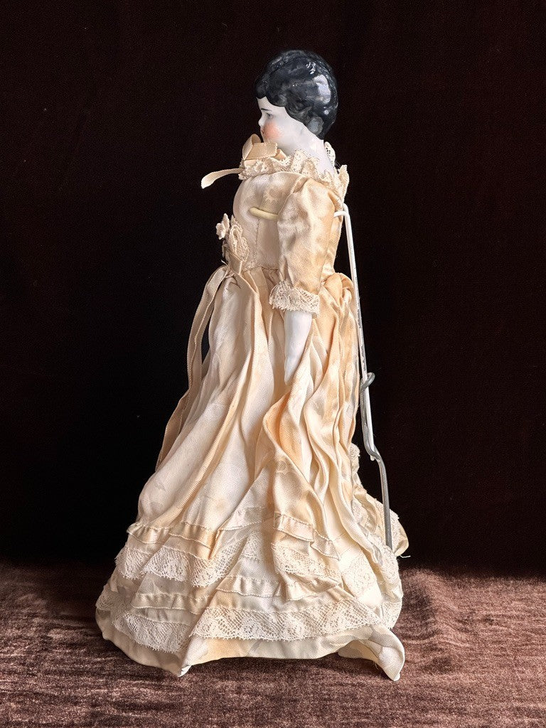 Antique German 12" Lowbrow China Shoulder Head Bride Doll