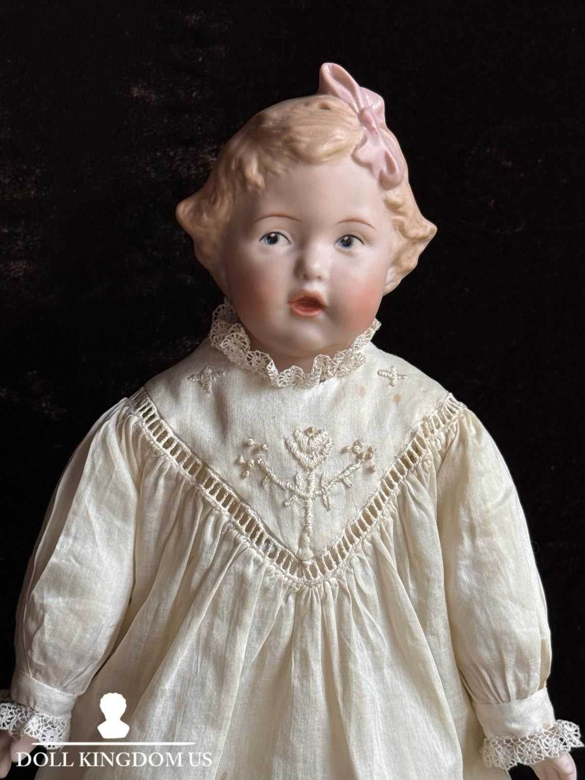 Porcelain 13.5” Repro of Antique Gebruder Heubach 7851 Character Girl Doll