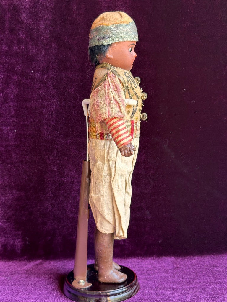 Unidentified Antique German 11” Dark Complexion Bisque Head Boy Doll