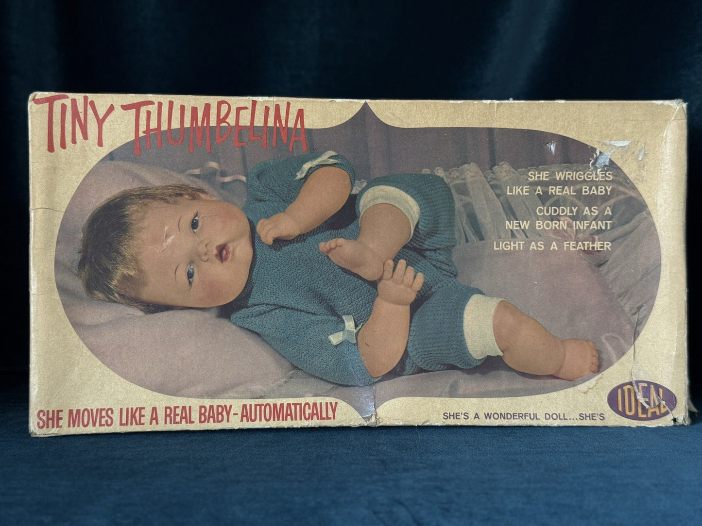 Vintage 1960’s Ideal Thumbelina 14” Doll Working Mechanism Box/Tagged Dress