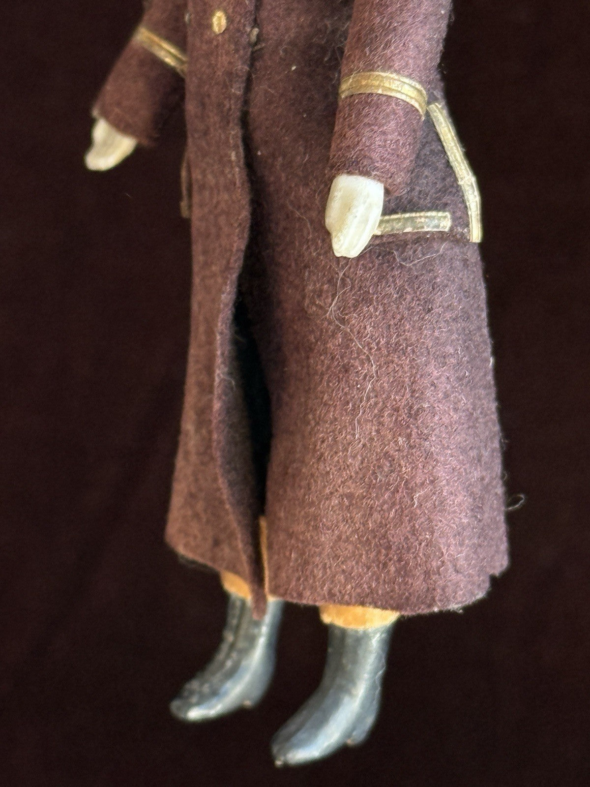 Antique German 4.875” Bisque Miniature Dollhouse Male Mustache Soldier Doll