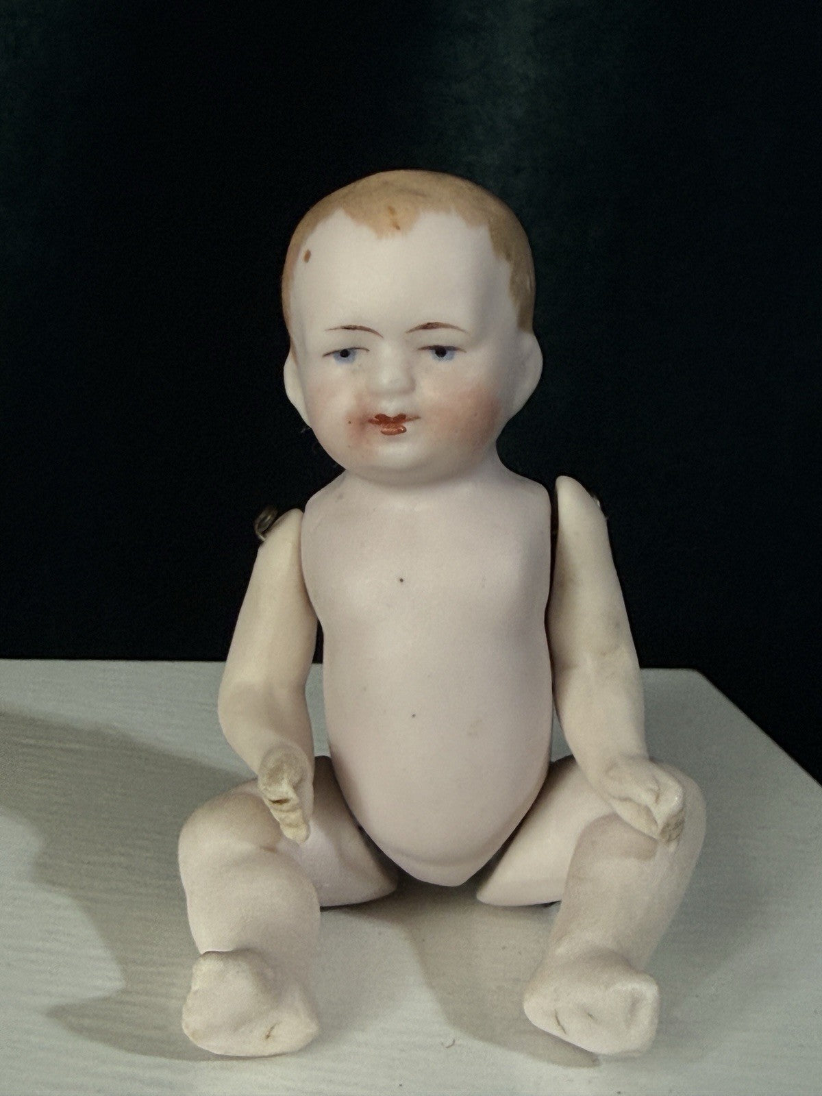 Antique German 5” All Bisque Miniature Baby Doll