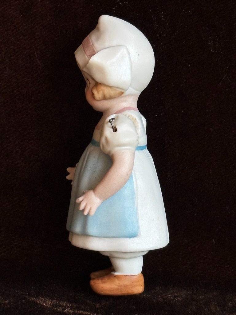 Lot of 2 Antique German and Japan Miniature All Bisque Dutch Dolls