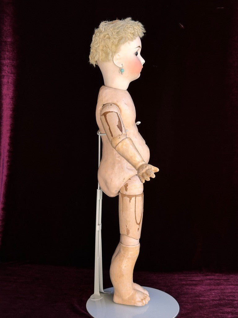 Antique German 20.5” Sonnenberg 117 Belton Type Closed Mouth Bisque Head Doll