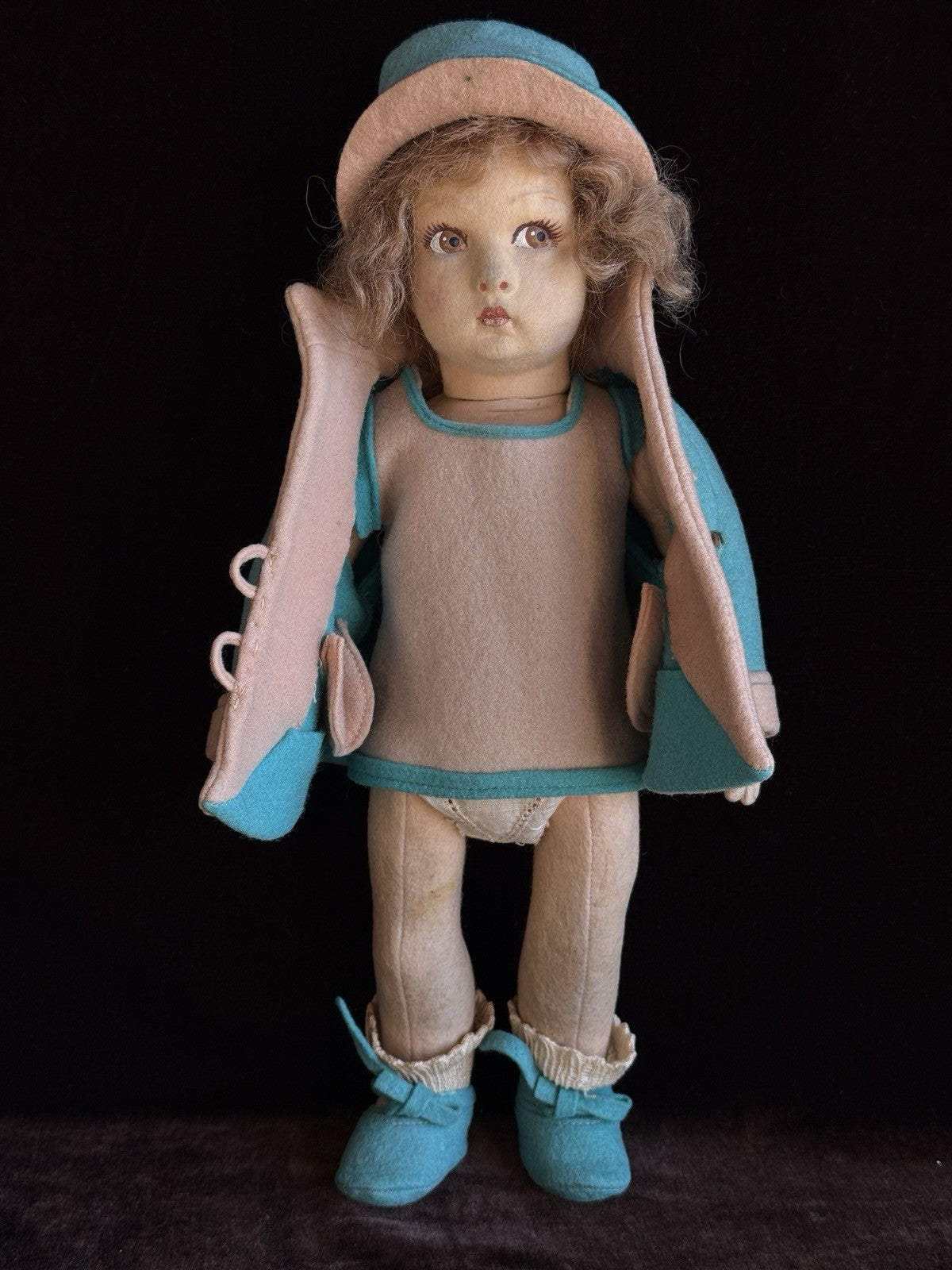 Vintage Italian 12” Lenci 111 Felt Cloth Character Doll