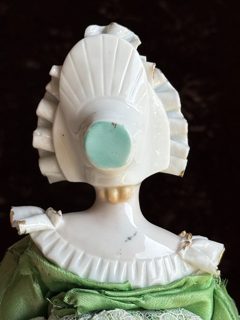 Vintage Japan (?) Cabinet Size 11.75” Dresden Style Molded Lace China Bust Doll