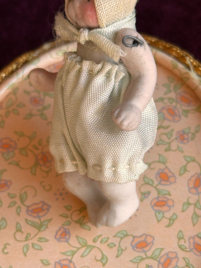 Lot of 2 Miniature 2.75" Antique All Bisque Baby Dollhouse Dolls Made in Japan