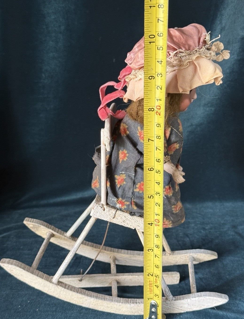 Reproduction of Antique French Paris Bebe 10” Doll Mechanical Rocker Chair