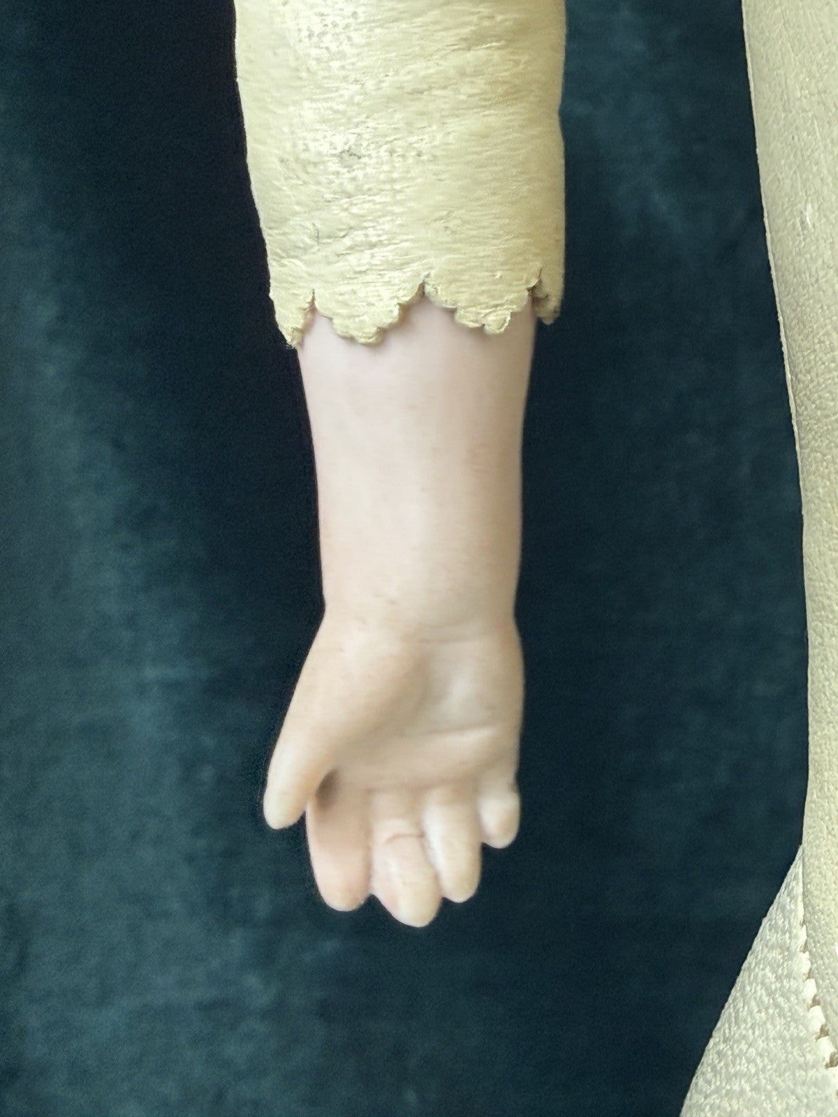 Unidentified Mold 21 7 Dep Antique German 20” Doll Bisque Head Leather Kid Body