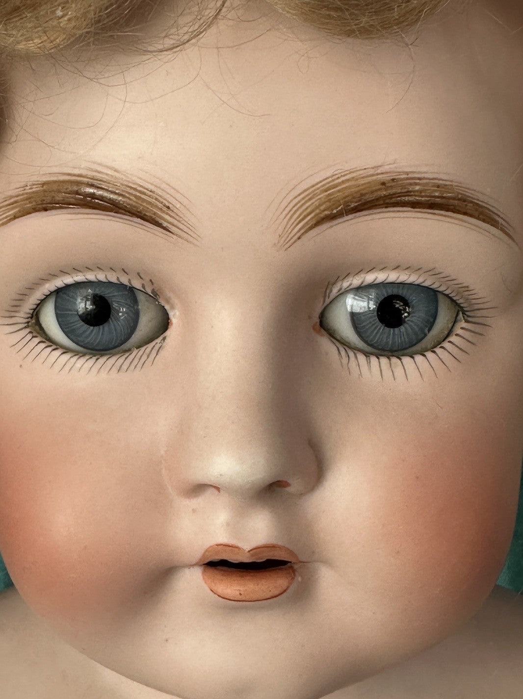 Antique JDK Kestner Mold Dep 154.13 25” Doll Bisque Head Leather Body Sticker