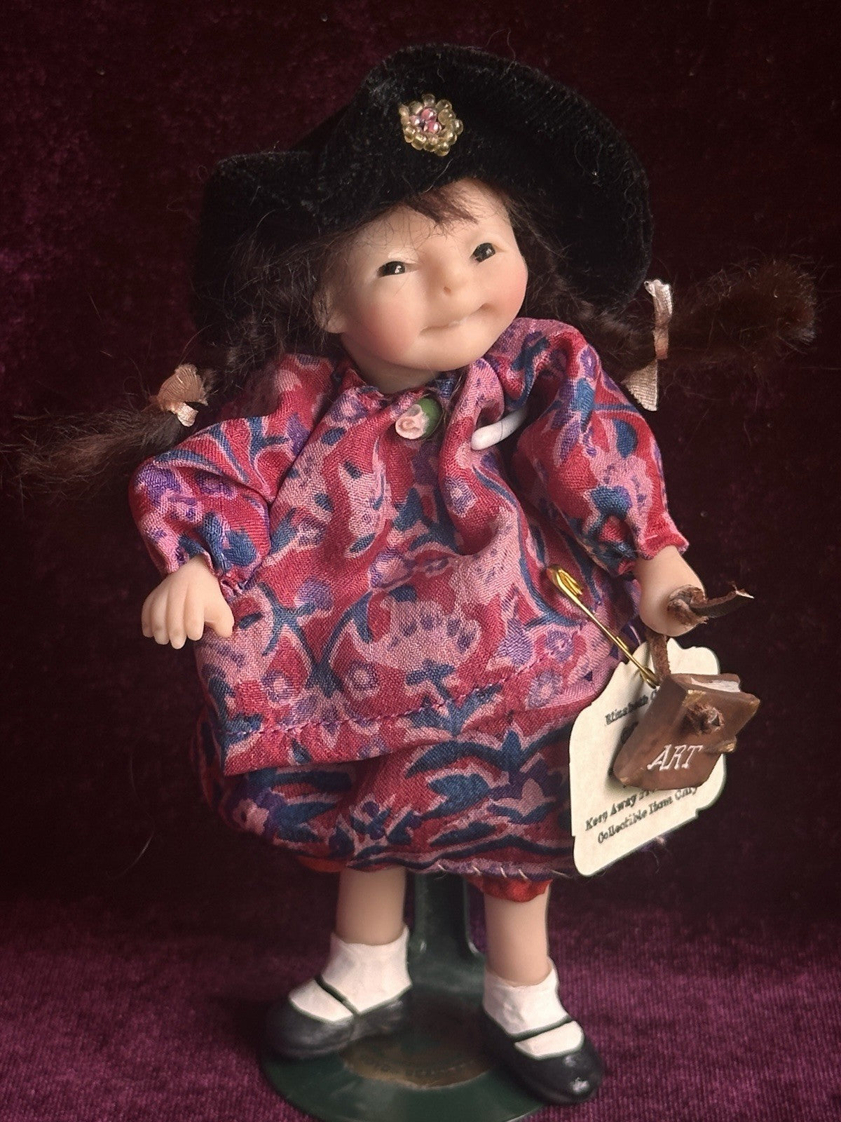 OOAK Miniature Handmade Elizabeth Cooper 6” Polymer Clay Cloth Girl Doll