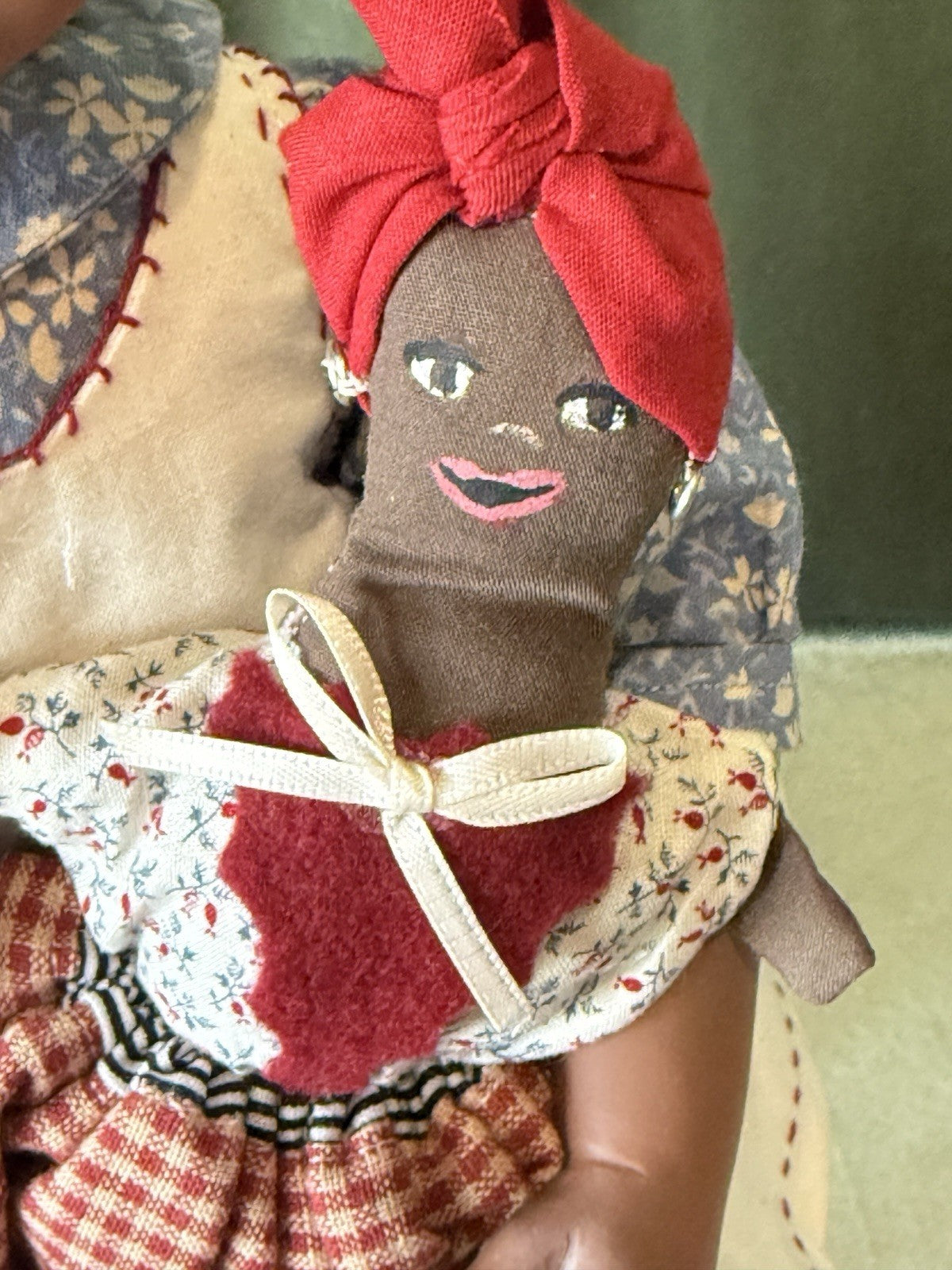 OOAK Artist Handmade Clay Stockinette 15” Doll “Eliza” with Topsy Turvy Doll Box