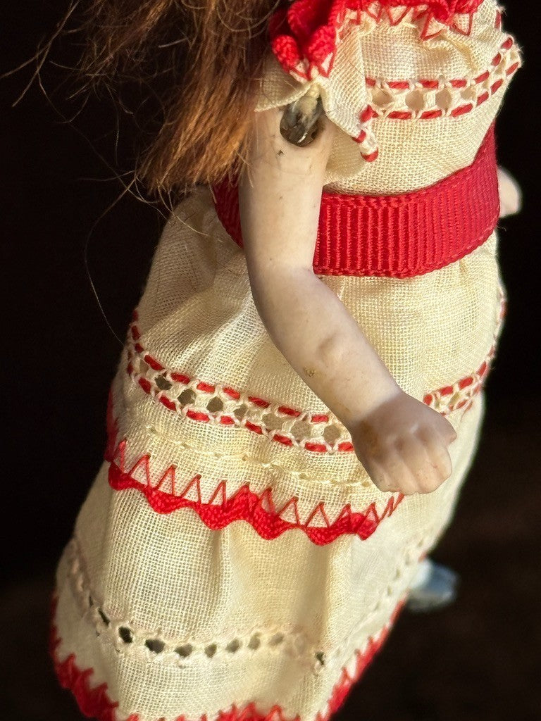 Antique German 4.75” All Bisque Closed Mouth Mignonette Doll