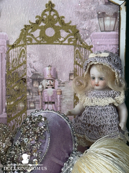 Antique German 3 1/2” All Bisque Mignonette Dollhouse Doll