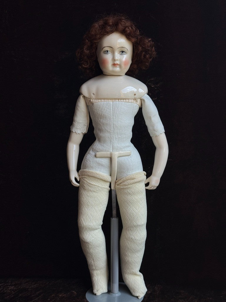Vintage 18” Reproduction of Antique French Rohmer Glazed Porcelain Fashion Doll