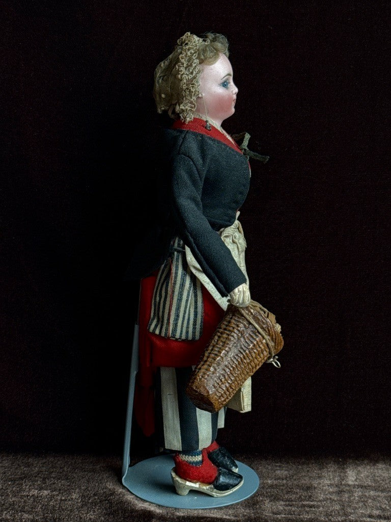 Rare Antique French 9.5" Fashion Fisherwoman Bisque Head Doll