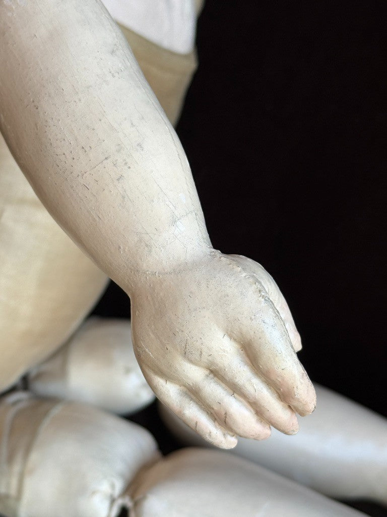 Antique American Martha Chase 20" Oil Painted Cloth Rag Baby Doll
