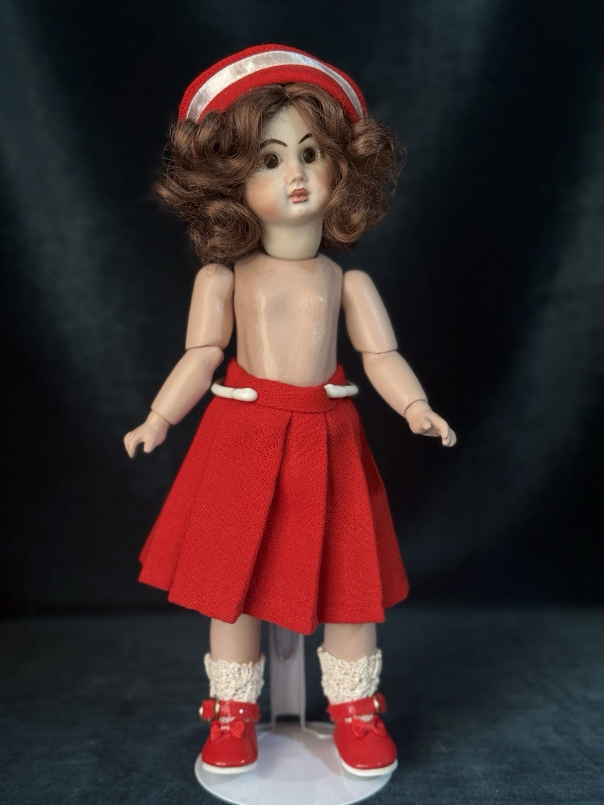 Porcelain/Composition 11” Reproduction of Antique French Bleuette Doll