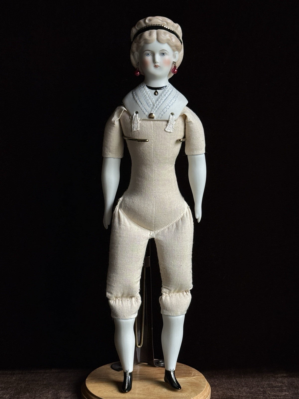 Vintage ‘47 Porcelain 15.5” Emma Clear Parian China Fashion Doll Pierced Ears