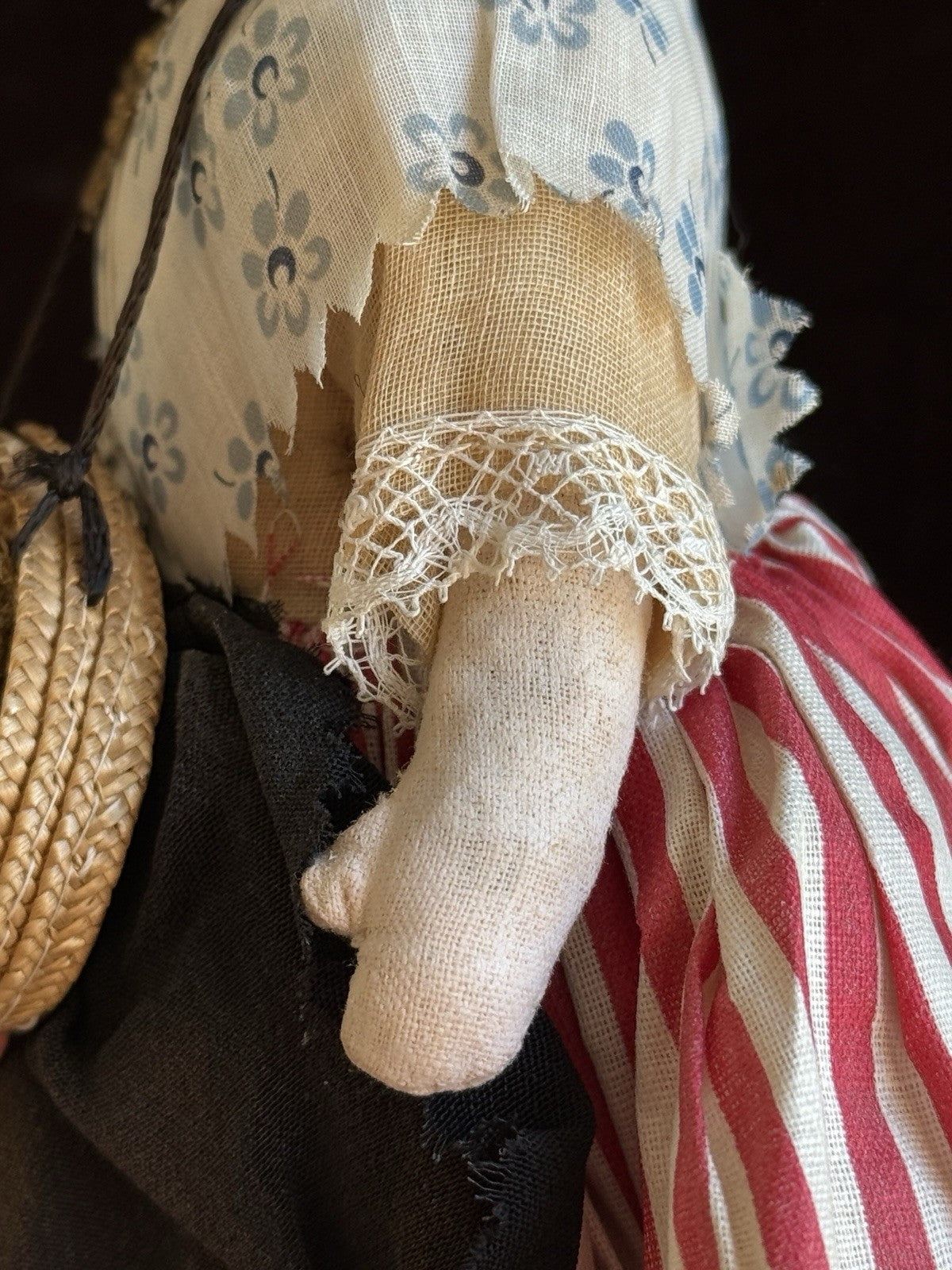 Vintage French 9” Nicette Cloth Felt Traditional Character Doll with Tag