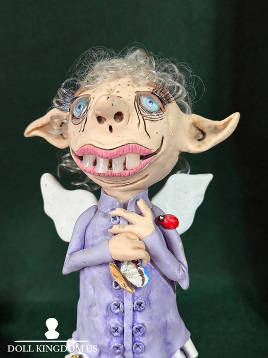 OOAK Artist 10” Mixed Media Clay Doll “Molly Goblin” by RosannasArtClay
