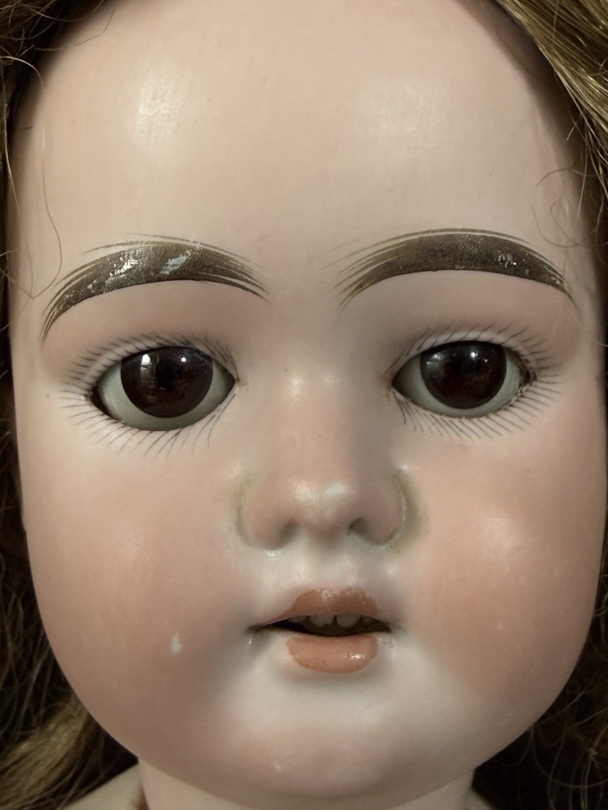 Antique German LHB Louis Herman Bonvoisin 20” Doll Bisque Head Leather Kid Body