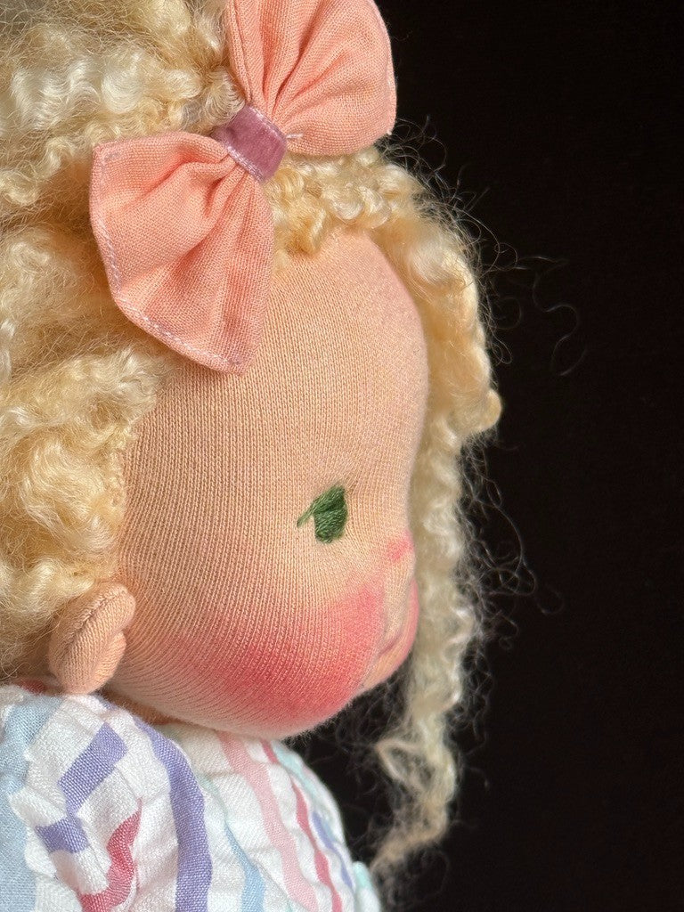 OOAK 14.5" British (?) Artist Judy’s Dolls Waldorf Style Cloth Doll with Tag