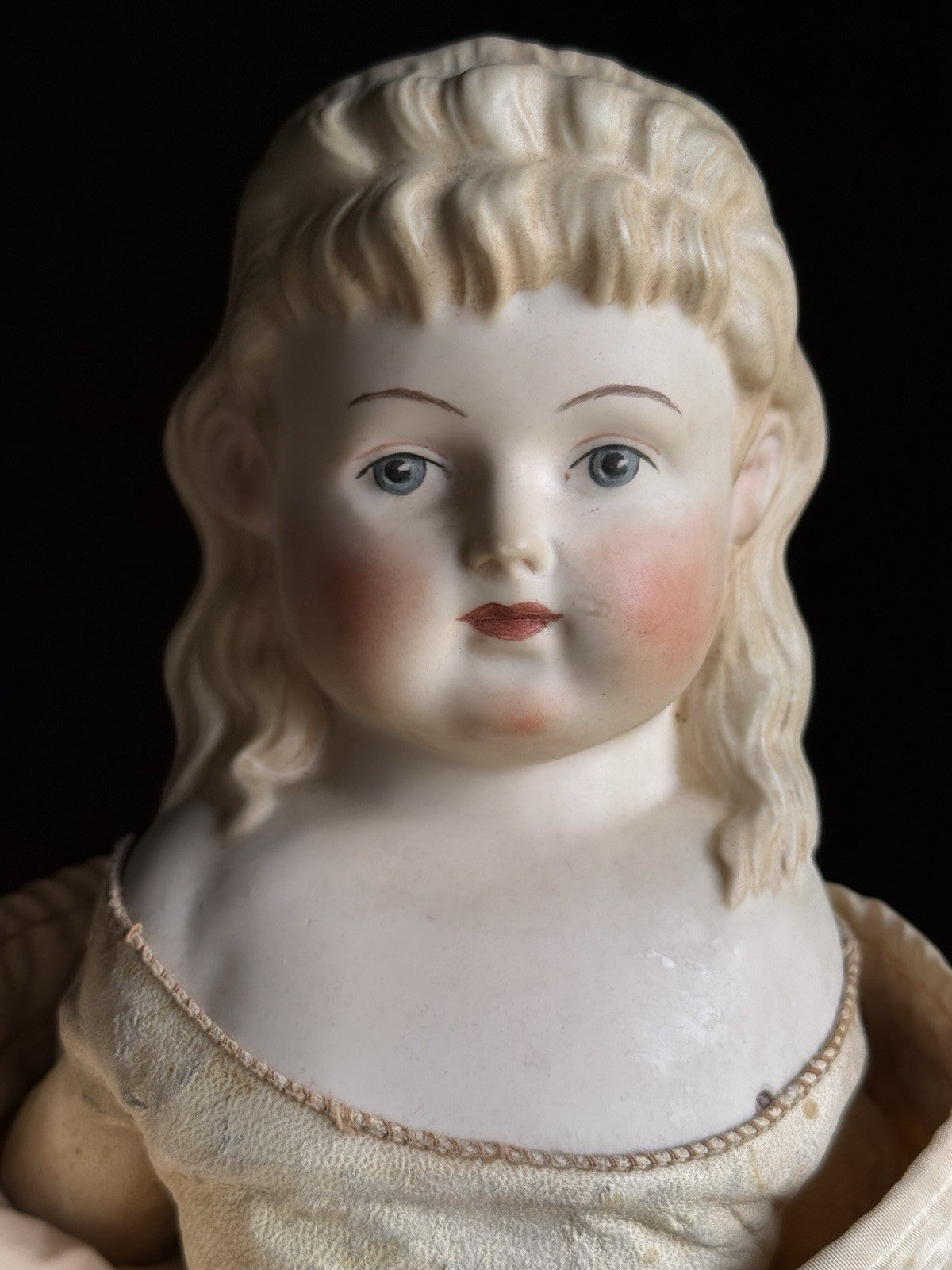 Vintage 19” Reproduction of Antique ABG Spill Curl Parian Doll with Antique Body