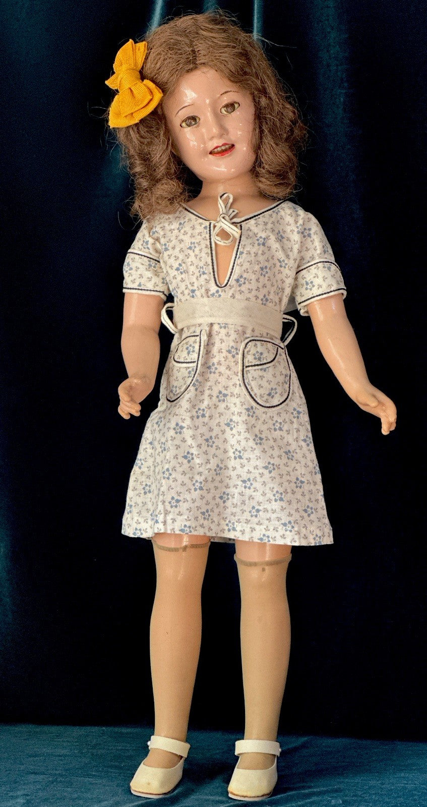 Large 24” Vintage 1940’s Composition  Deanna Durbin Doll by Ideal Company