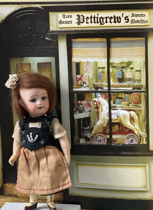Antique German 5” Mignonette Doll Bisque Head Composition Body Painted Shoes