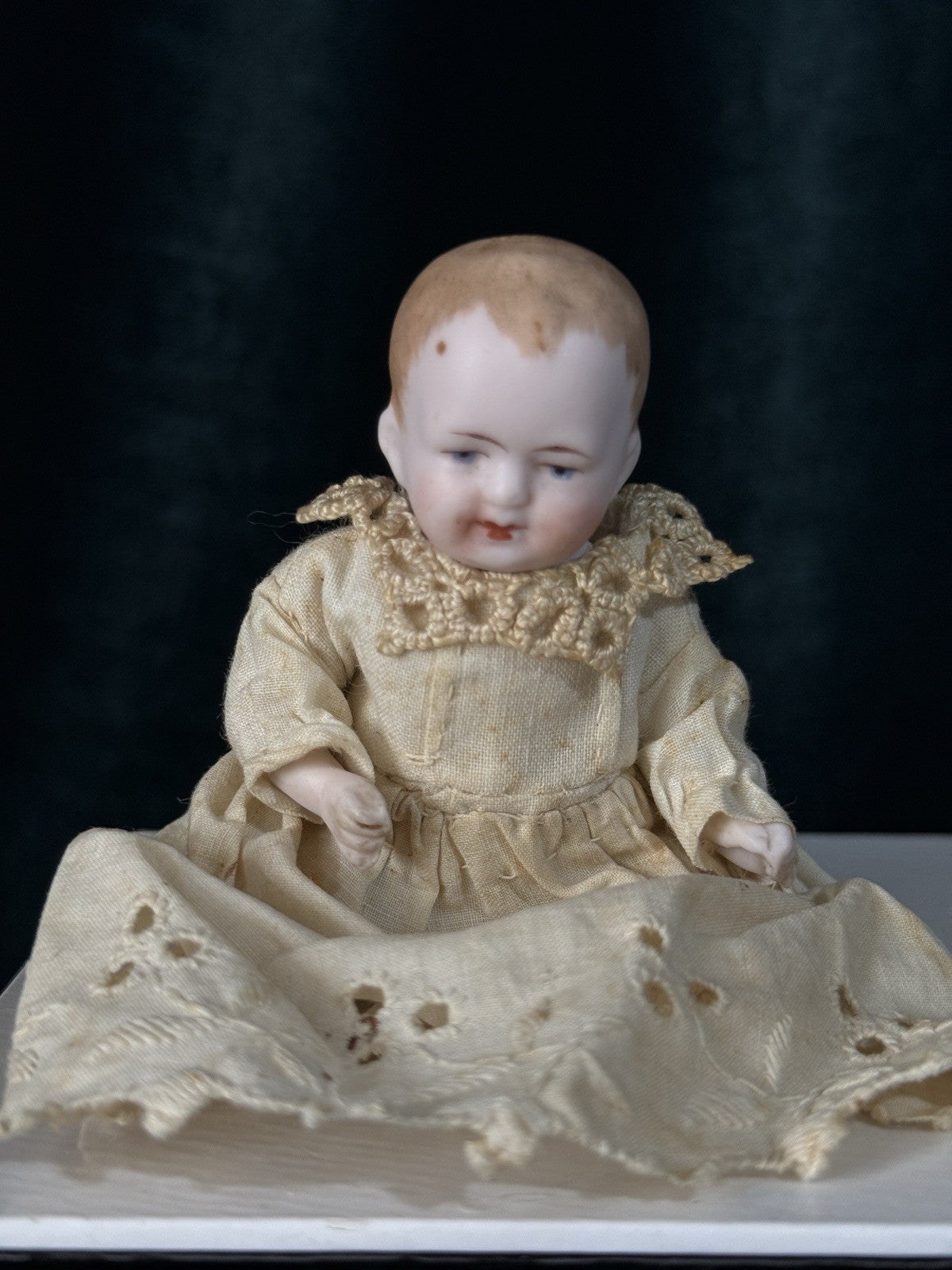 Antique German 5” All Bisque Miniature Baby Doll