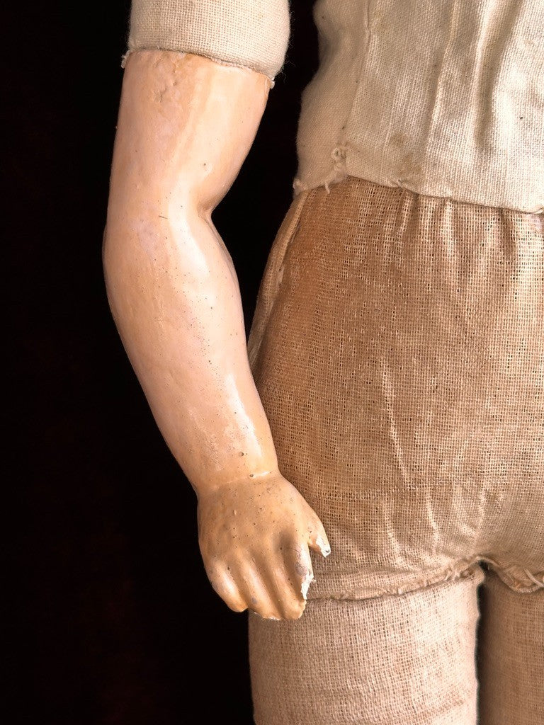 Antique German 26” Dressel Marked Holz-Masse Papier Mache Head Cloth Body Doll