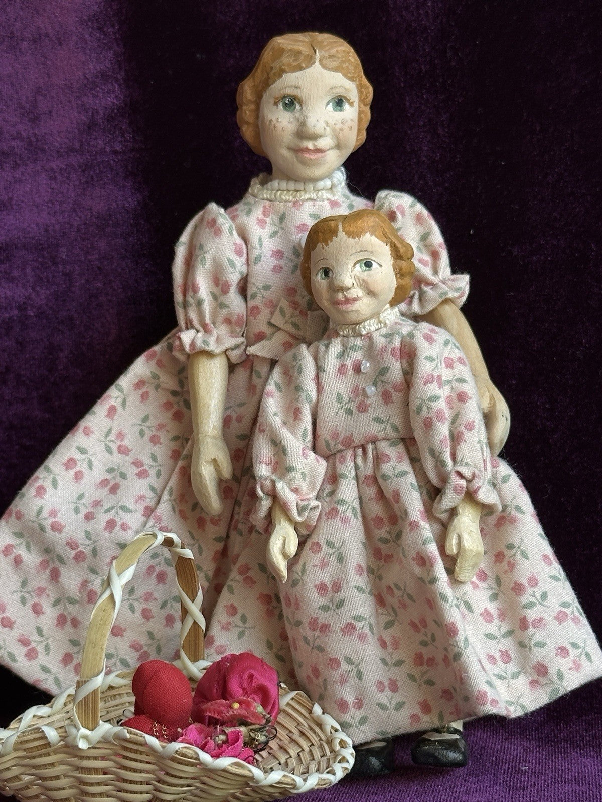Lot of 2 Hand Carved Hitty Dolls by Natalie Cooper