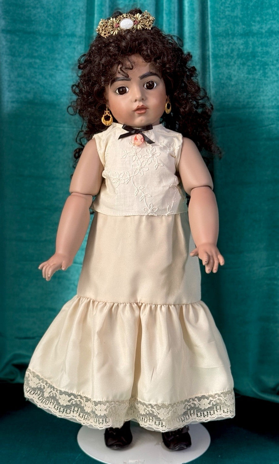 Vintage All Porcelain Reproduction of Antique French Bru Jne 23” Doll
