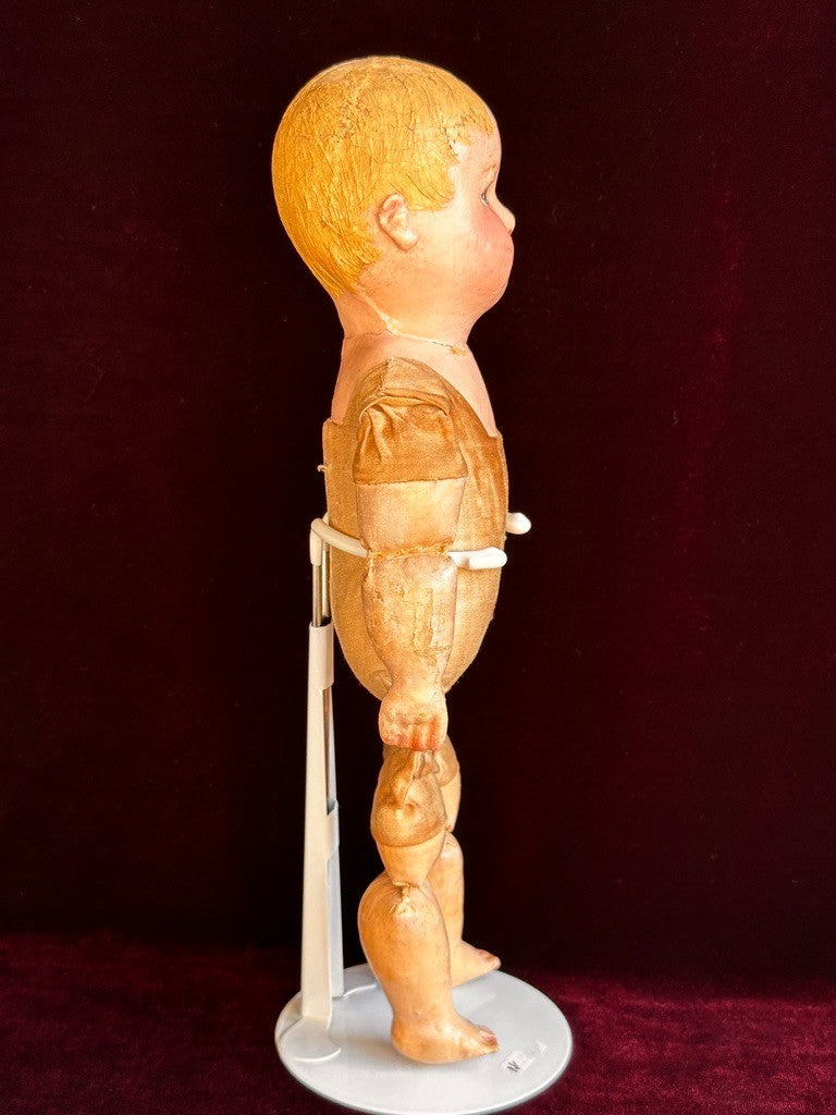 Tiny Antique American Martha Chase 12" Oil Painted Cloth Baby Doll